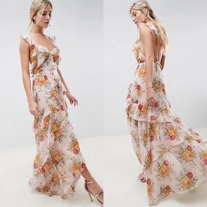 NWT ASOS ruffle floral maxi dress